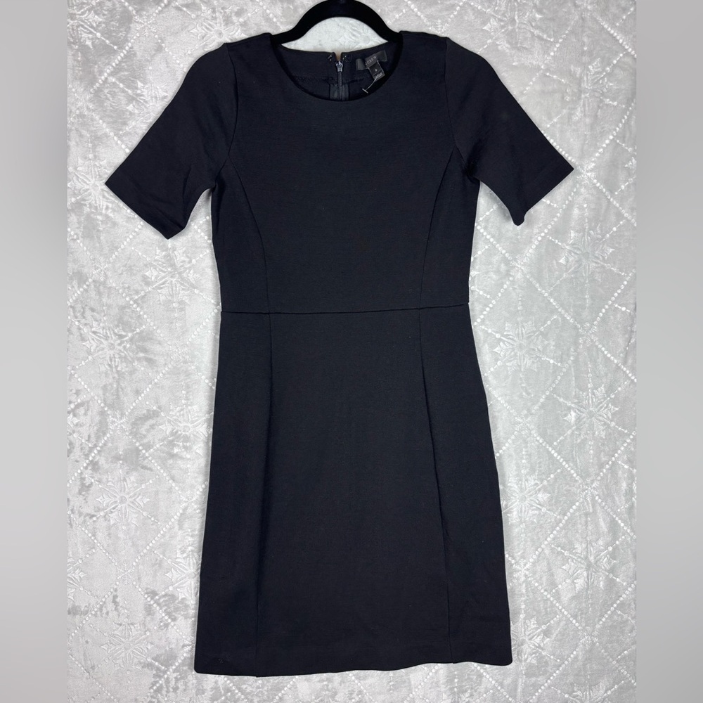 J.Crew Black Wool/Nylon Blend Sheath Dress Size 0 • Classic Career Little Black